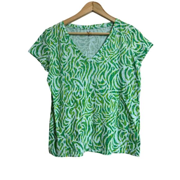 Vineyard Vines Green print V Neck Tee XS - Picture 1 of 3
